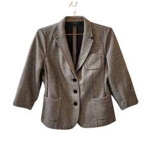 TALBOTS Grey Wool Blend Blazer Jacket Size 14 Petite